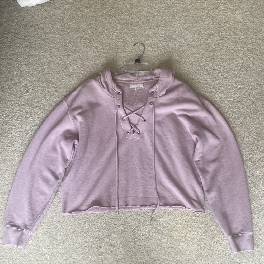 Pacsun LA Hearts light pink cropped hoodie